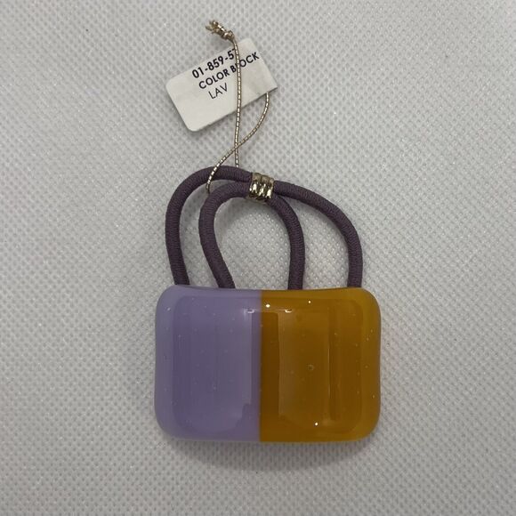 Vintage Colette Malouf Lavender & Peach Glass Hair Pony Holder Accessory